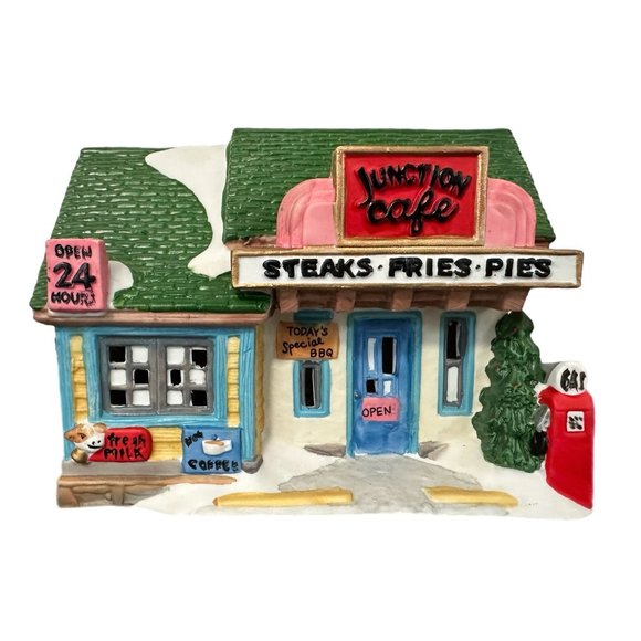 Main Street USA Lighted Christmas Valley Porcelain Junction Cafe 1997 Vintage - Picture 6 of 9